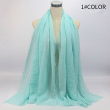 Load image into Gallery viewer, wholesale price 90*180cm women muslim crinkle hijab scarf femme musulman soft cotton headscarf islamic hijab shawls and wraps
